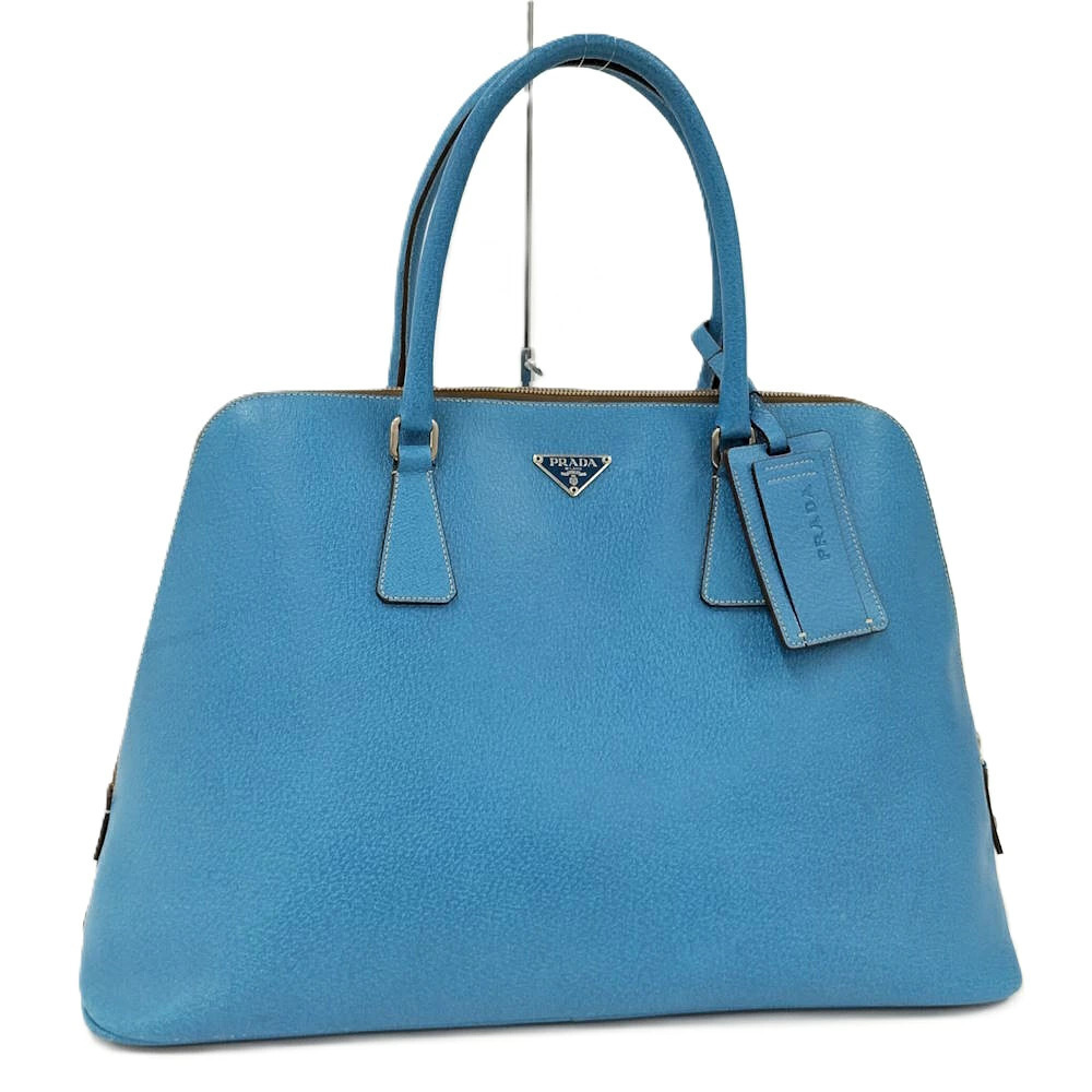 Prada Handbag triangular plate leather blue